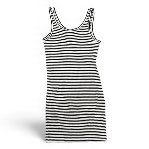 H&M Maternity Black & White Striped Stretchy Dress Size Medium - Picture 2 of 4